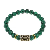 Браслет с руной Иса и синт.камнем Малахит BSRG-02-12