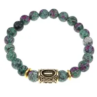 Браслет с руной Иса и синт.камнем Цоизит BSRG-02-22