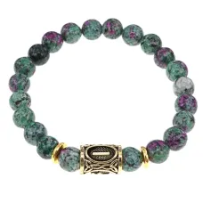 Браслет с руной Иса и синт.камнем Цоизит BSRG-02-22