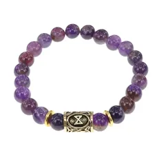 Браслет с руной Дагаз и нат. камнем Аметист BSRG-03-03