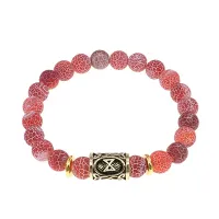 Браслет с руной Дагаз и нат.камнем Африканский агат BSRG-03-04