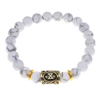 Браслет с руной Дагаз и нат.камнем Кахолонг BSRG-03-07