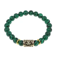 Браслет с руной Дагаз и синт.камнем Малахит BSRG-03-12