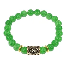 Браслет с руной Дагаз и нат. камнем Нефрит BSRG-03-13
