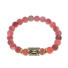 Браслет с руной Хагалаз и нат.камнем Африканский агат BSRG-04-04