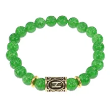 Браслет с руной Хагалаз и нат.камнем Нефрит BSRG-04-13