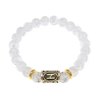 Браслет с руной Хагалаз и синт.камнем Сахарный кварц BSRG-04-16