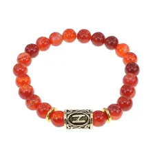 Браслет с руной Хагалаз и нат.камнем Сердолик BSRG-04-17