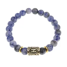 Браслет с руной Хагалаз и нат. камнем Содалит BSRG-04-18