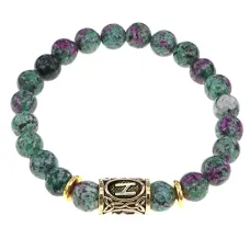 Браслет с руной Хагалаз и синт.камнем Цоизит BSRG-04-22