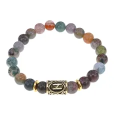 Браслет с руной Хагалаз и нат.камнем Яшма BSRG-04-25