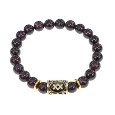 Браслет с руной Ингуз и нат. камнем Гранат BSRG-05-06