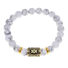 Браслет с руной Ингуз и нат.камнем Кахолонг BSRG-05-07