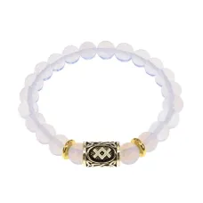 Браслет с руной Ингуз и синт. камнем Лунный камень BSRG-05-11