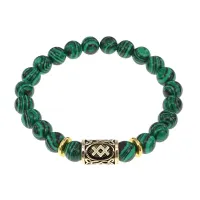 Браслет с руной Ингуз и синтетическим камнем Малахит BSRG-05-12