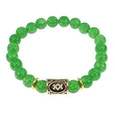 Браслет с руной Ингуз и нат. камнем Нефрит BSRG-05-13