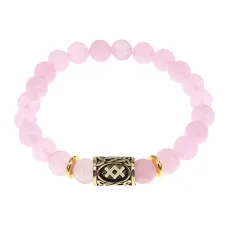 Браслет с руной Ингуз и нат.камнем Розовый кварц BSRG-05-15