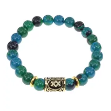 Браслет с руной Ингуз и синт. камнем Хризоколла BSRG-05-21