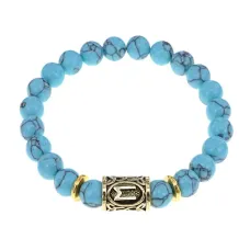 Браслет с руной Эваз и синт. камнем Бирюза BSRG-06-05