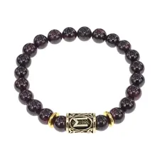 Браслет с руной Эваз и нат. камнем Гранат BSRG-06-06