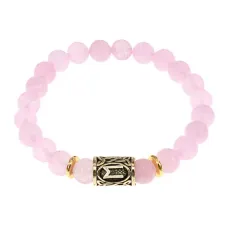 Браслет с руной Эваз и нат.камнем Розовый кварц BSRG-06-15