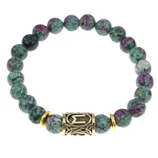 Браслет с руной Эваз и синт. камнем Цоизит BSRG-06-22