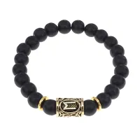 Браслет с руной Эваз и синт.камнем Шунгит BSRG-06-24