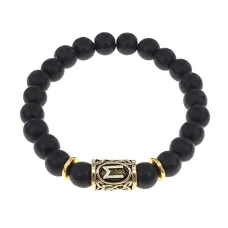 Браслет с руной Эваз и синт.камнем Шунгит BSRG-06-24