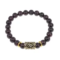 Браслет с руной Йера и нат.камнем Гранат BSRG-07-06