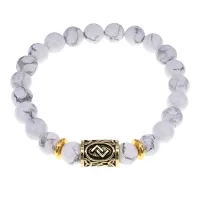 Браслет с руной Йера и нат.камнем Кахолонг BSRG-07-07