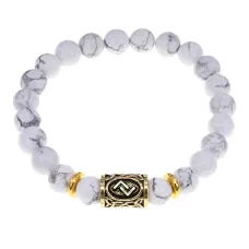 Браслет с руной Йера и нат.камнем Кахолонг BSRG-07-07