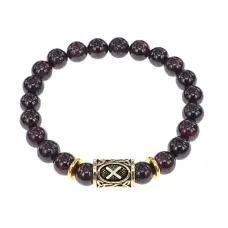 Браслет с руной Гебо и нат.камнем Гранат BSRG-08-06