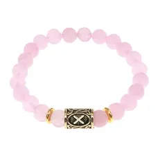 Браслет с руной Гебо и нат.камнем Розовый кварц BSRG-08-15