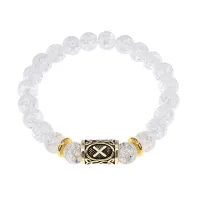 Браслет с руной Гебо и синт.камнем Сахарный кварц BSRG-08-16