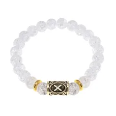 Браслет с руной Гебо и синт.камнем Сахарный кварц BSRG-08-16