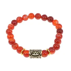 Браслет с руной Турисаз и нат. камнем Сердолик BSRG-09-17