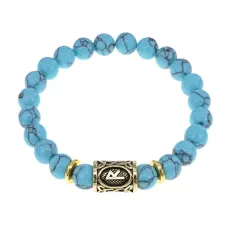 Браслет с руной Райдо и синт.камнем Бирюза BSRG-10-05