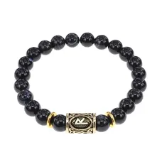 Браслет с руной Райдо и нат.камнем Черный агат BSRG-10-23