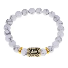 Браслет с руной Лагуз и нат.камнем Кахолонг BSRG-11-07