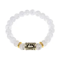 Браслет с руной Лагуз и синт. камнем Сахарный кварц BSRG-11-16