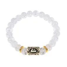 Браслет с руной Лагуз и синт. камнем Сахарный кварц BSRG-11-16