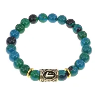 Браслет с руной Лагуз и синт.камнем Хризоколла BSRG-11-21
