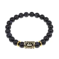 Браслет с руной Лагуз и нат.камнем Черный агат BSRG-11-23