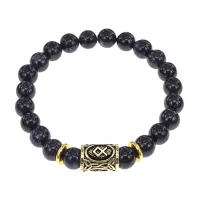 Браслет с руной Одал и синт.камнем Синий авантюрин BSRG-12-02