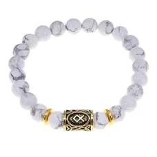 Браслет с руной Одал и нат.камнем Кахолонг BSRG-12-07