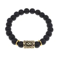 Браслет с руной Одал и синт.камнем Шунгит BSRG-12-24