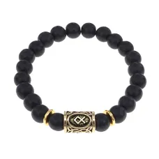 Браслет с руной Одал и синт.камнем Шунгит BSRG-12-24
