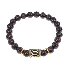 Браслет с руной Уруз и нат.камнем Гранат BSRG-13-06