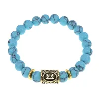 Браслет с руной Перт и синтетическим камнем Бирюза BSRG-14-05