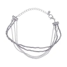 Браслет с бисером, цвет серебряный UF073-03